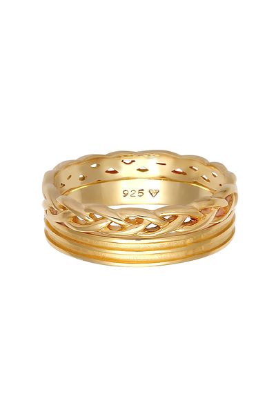ELLI Ring Band Ring Duo Set Basic Plait Knot Trend In 925 Sterling Silver