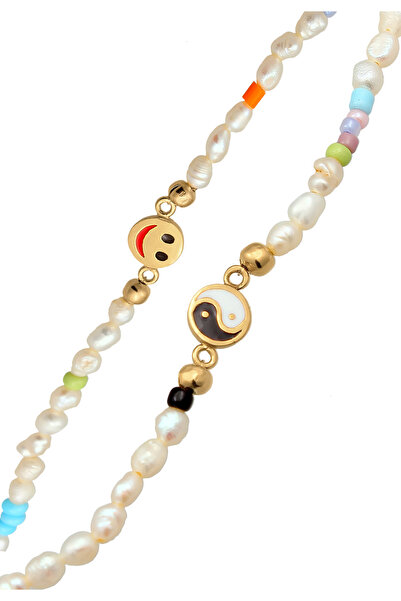 ELLI Dámský náhrdelník ve tvaru srdce s usměvavou tváří Trend se sladkovodními kultivovanými perlami ze sterlingového stříbra 925