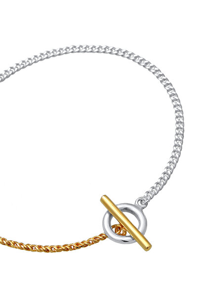 ELLI Dámský náramek Curb Chain Circle Bar Bi-Color ze sterlingového stříbra 925