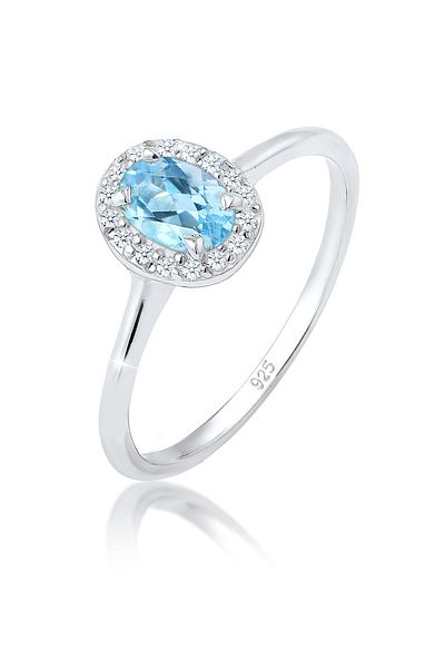ELLI Zásnubní prsten s diamantem, topazem a stříbrem 925