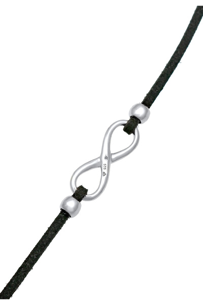 ELLI Dámský náhrdelník Choker se symbolem nekonečna ze syntetické kůže se zirkony ze sterlingového stříbra 925