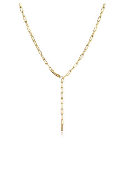 ELLI Necklace Ladies Y-chain Links Oval Coarse Timeless In 925 Sterling Silver Gold Plated