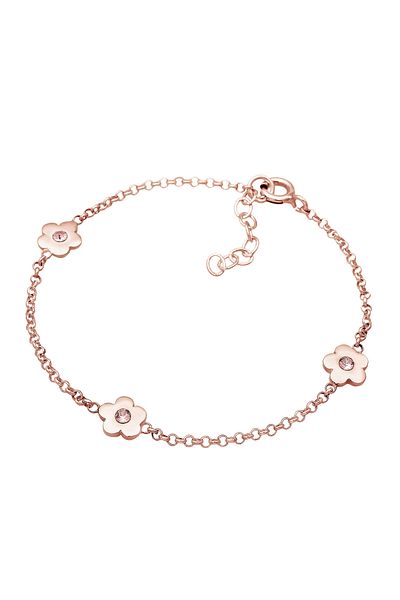 ELLI Rosafarbenes Armband aus 925er-Sterlingsilber mit Blumen- und Wasserzeichenkristallen für Kinder