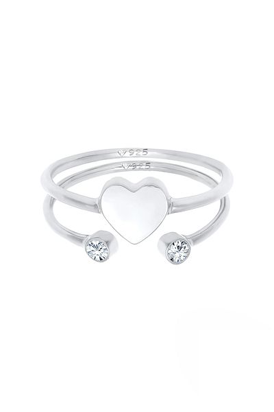ELLI Set de capse cu cristal Herz Inel Argint 925