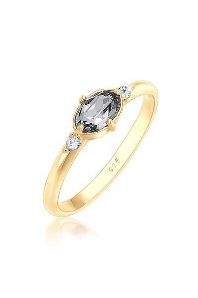 ELLI Ring Ladies Plain Elegant With Crystals In 925 Sterling Silver