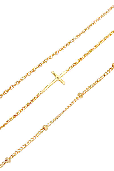 ELLI Brățară de damă cu model de cruce răsucită, set de 3, din argint 925