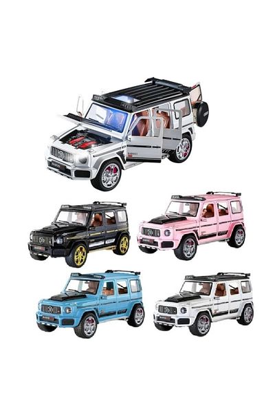 FEN TOYS مرسيدس بنز G63 برابوس أبيض 1:22 نموذج معدني للسيارة مزود بإضاءة صوتية وباب صندوق السيارة