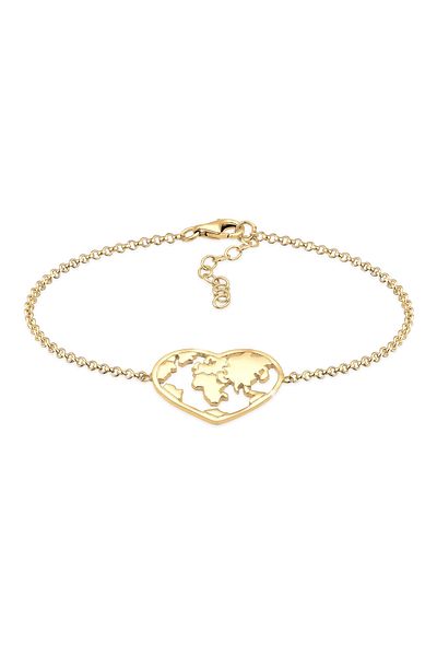 ELLI Bracelet Heart Globe Symbol In 925 Sterling Silver