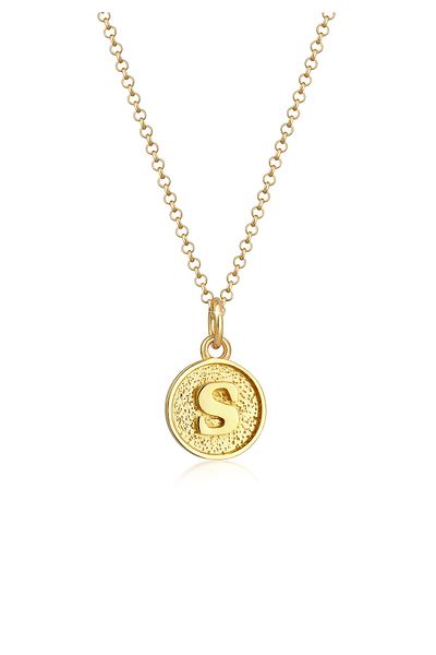 ELLI Necklace Platelet Initials Letter S Minimal In 925 Sterling Silver