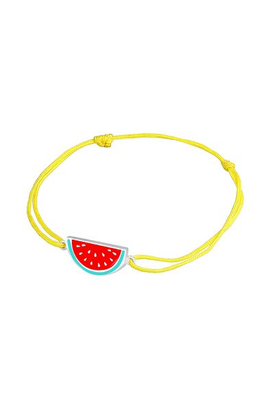 ELLI Armband Kinder Melone Mehrfarbig Nylon Gelb Verstellbar Aus 925 Sterling Silber