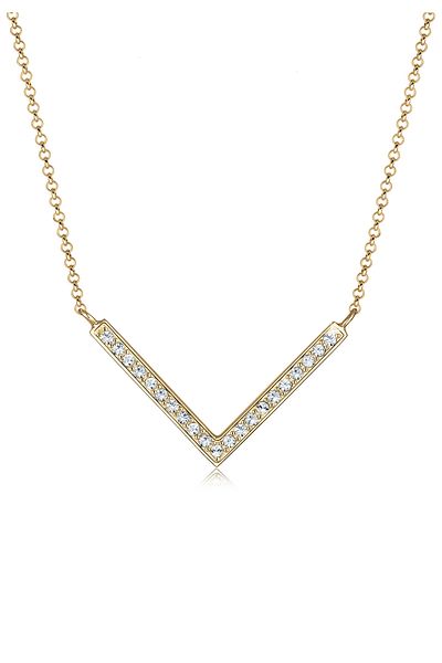 ELLI Necklace Ladies' V-necklace With Crystals In 925 Sterling Silver 45 Cm Long