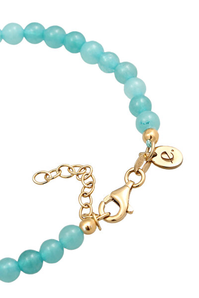 ELLI Náramek Prémiový náramek Dámský kulový nylonový řetízek Amazonit Stříbro 925 Pozlacené Lehké