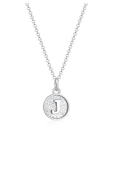 ELLI Colier Femei Litera J Inițiale Trombocite De bază În Argint Sterling 925