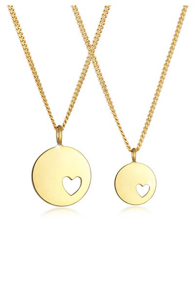 ELLI Necklace Ladies Plate Pendant Heart Cut Out Mother Daughter Love In 925 Sterling Silver