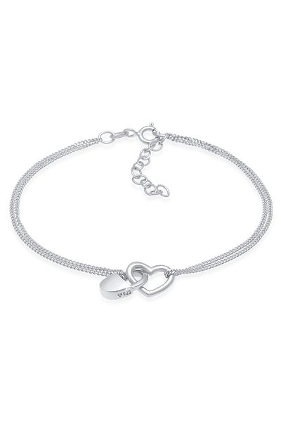 ELLI Dámský náramek Heart Love Lock Bond Nastavitelný v 925 Sterling Silver