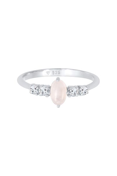 ELLI Ring Damen Oval Verlobung Elegant Funkelnd Mit Rosenquarz Und Topas In 925 Sterling Silber