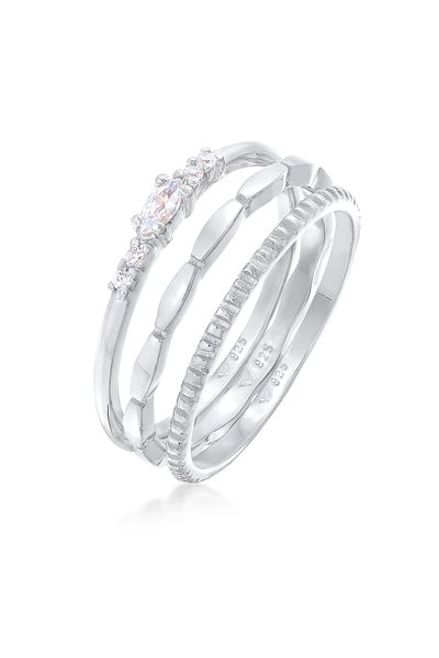 ELLI Inel de damă Stack Marquise Basic Set cu cristale de zirconiu din argint 925