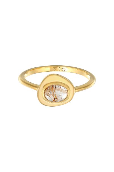 ELLI Ring Ladies Angel Hair Oval With Quartz Gemstone In 925 Sterling Silver Gold Plated