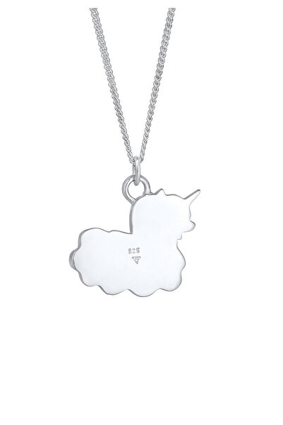 ELLI Dětský náhrdelník s jednorožcem a přívěskem v obláčku s smaltem ze sterlingového stříbra 925