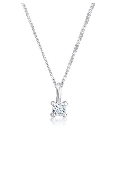 ELLI Náhrdelník dámský solitaire přívěsek čtyřúhelník elegantní s diamantem (0,1 CT.) ze stříbra 925