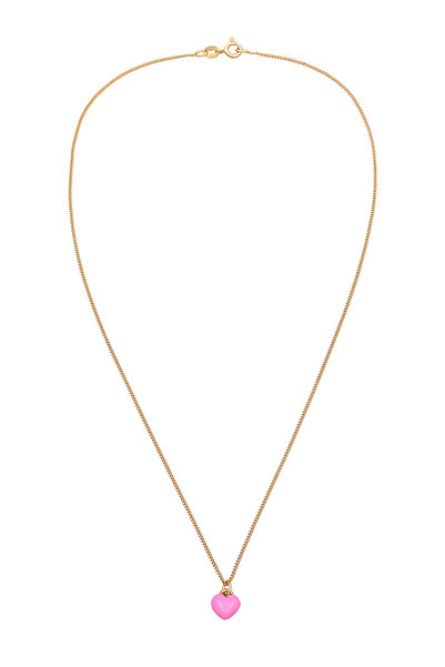 ELLI Detský náhrdelník s príveskom v tvare srdca s ružovým smaltom, pozlátený striebrom 925