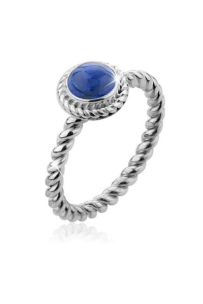 Nenalina Prsteň s lapis lazuli, kameňom z september, boho štýl, striebro 925