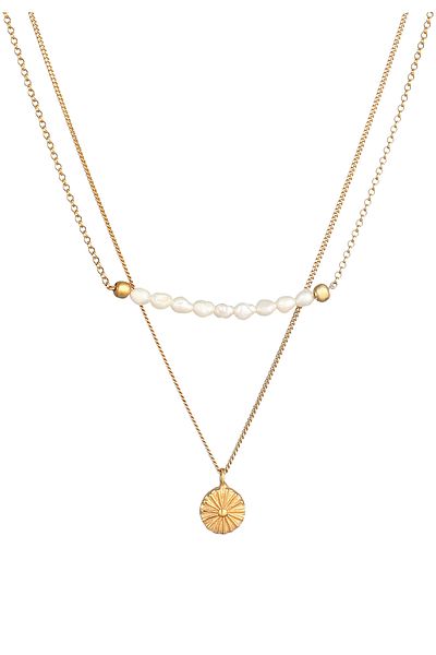 ELLI Necklace Premium Necklace Ladies Layer Coin Boho With Freshwater Cultured Pearls In 925 Sterlin