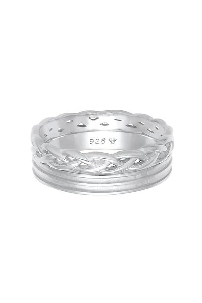 ELLI Inel Band Ring Duo Set Basic Plait Nod Trend În argint 925