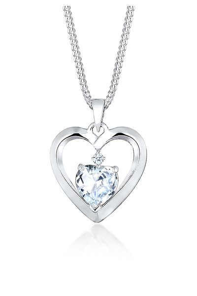 ELLI Halskette Herz Anhänger Zirkonia Kristalle Diamant 925 Sterling Silber