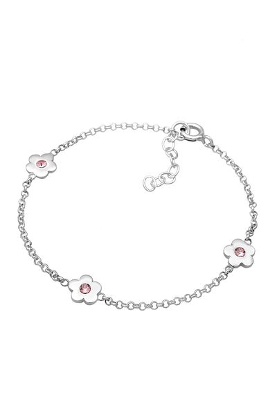 ELLI Bratara Copii Flori Filigran Cu Cristale Roz In Argint Sterling 925