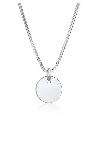 ELLI Colier Doamnă Cu Lanț Venețian Placă Pandantiv Basic Minimal În Argint Sterling 925