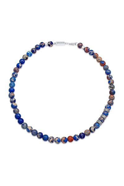 KUZZOI Halskette Herren Beads Steine mit Achat in 925 Sterling Silber