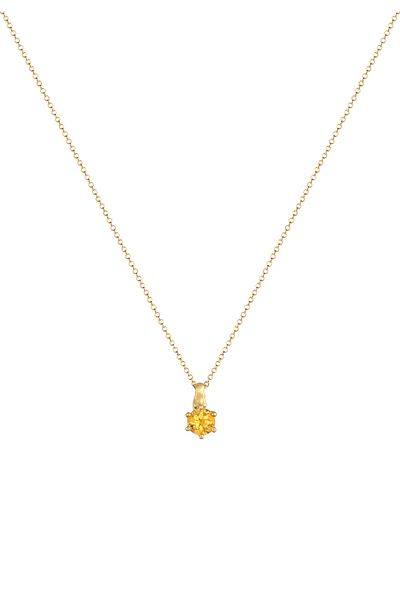 ELLI Solitaire-Halskette für Damen – 925er Sterlingsilber mit Citrin-Edelsteinen und vergoldetem Finish