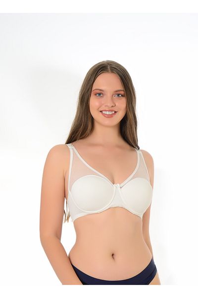 Şenay Sutien cu burete moale din tul alb de calitate organică - fără suport și sârmă (A-310)