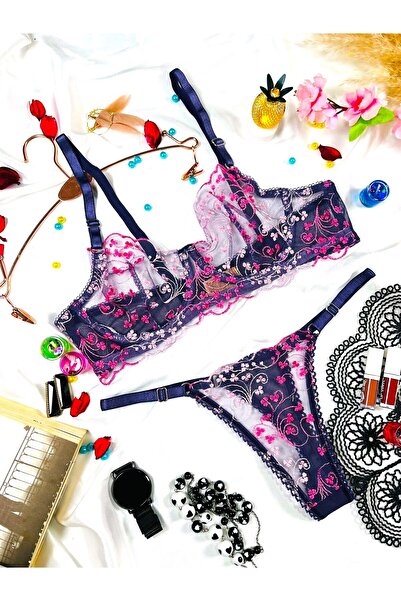 mendoza store Σετ σουτιέν Brode Navy Blue Floral
