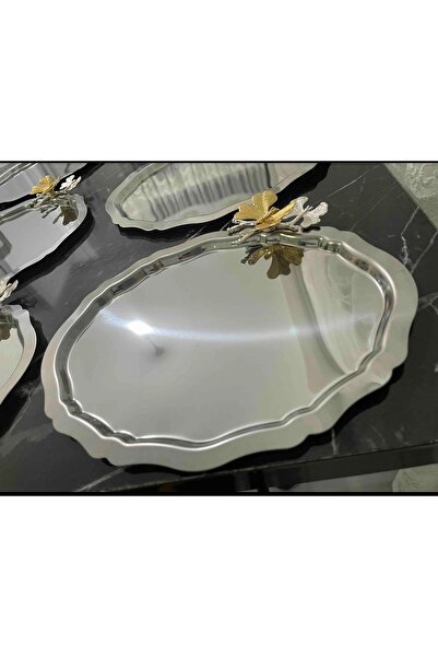 Elzemm store Stainless Steel 25 cm 3 Pieces Oval Butterfly Model Serving and ...