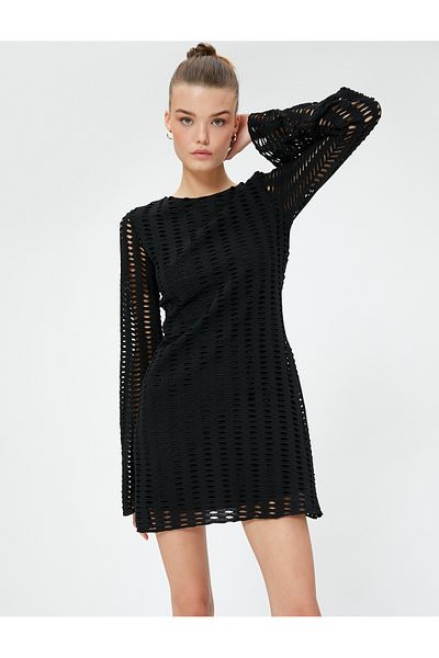 Koton Φόρεμα A-Line Mini Openwork Spanish Sleeves Crew Neck