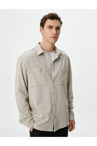 Koton Ecru Men's Shirt 4WAM60230HW