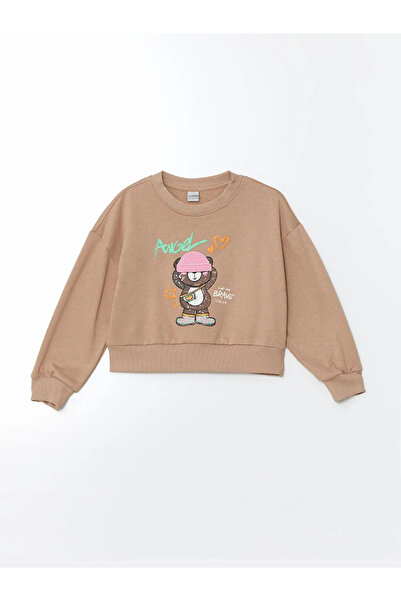 LC Waikiki Φούτερ για κορίτσια LCW με λαιμόκοψη καφέ χρώματος - IMREX GLOBAL