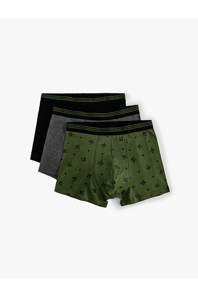 Koton Βαμβακερό Σετ Boxer 3 τεμαχίων - Εκτύπωση με θέμα το παιχνίδι, Πολύχρωμο