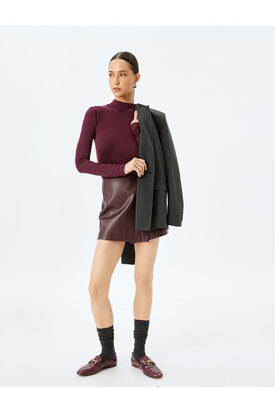 Koton Body cu mânecă lungă din viscoză, slim fit, cu închidere cu nasturi