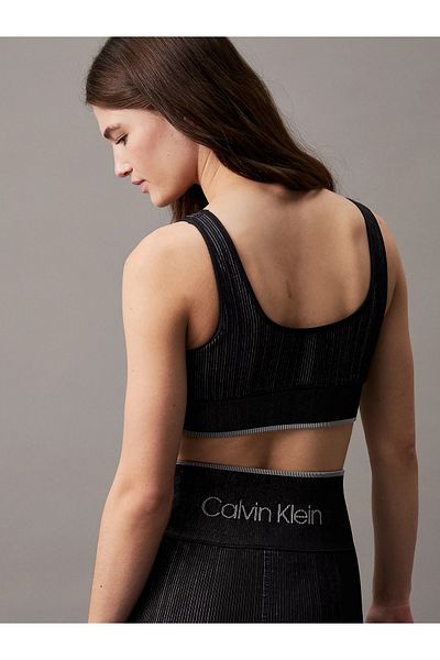 Calvin Klein Black Slim Fit Women's Sports Bra - Elastic Waist with Brand Logo 00Gws4K220-Bae
