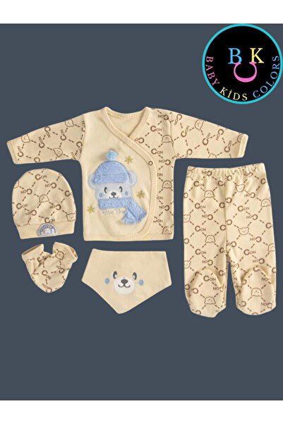 baby kids colors 5-Piece Boxed Certified Organic Pure Cotton Cute Hospital Discharge Set