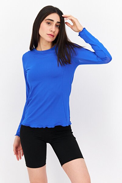 X by Gottex Women Sportswear Fit Long Sleeve Training Top, Royal Blue