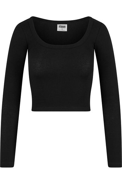 Urban Classics Damen Bio-Ripp-Jersey Weithals-Langarmshirt