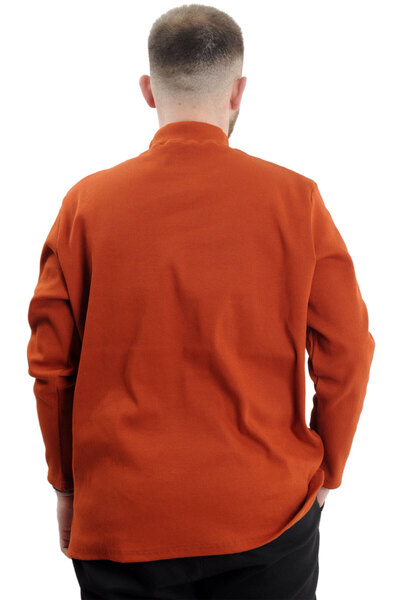 ModeXL Long Sleeve Half Fisherman Mode XL Plus Size Sweater - Cinnamon 22558