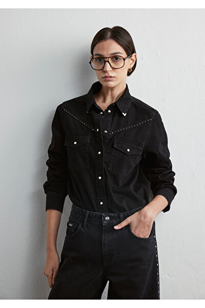 Mavi Dixie Antrasit Jean Gömlek Fitted / Vücuda Oturan Kesim 1210994-89498