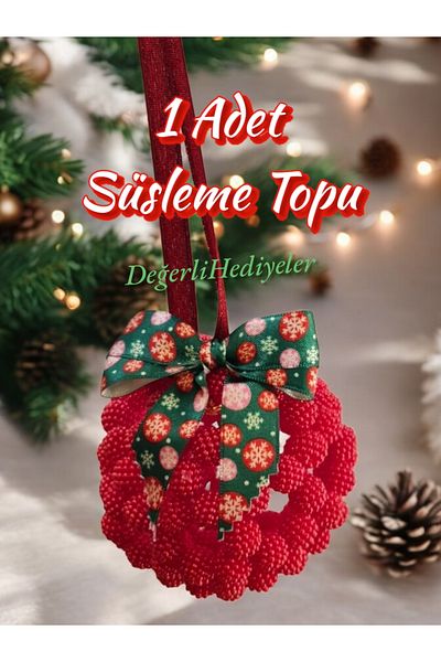 GÜLSEMALİ 1 Red Christmas Ball - Use for All Kinds of Organization Decorations