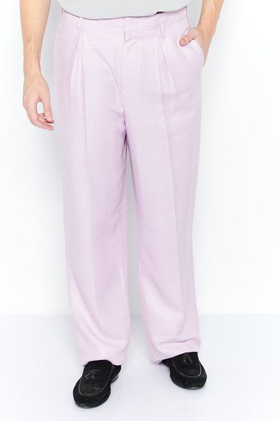 Asos Design Men Regular Wide Leg Metallic Dress Pants, Lilac