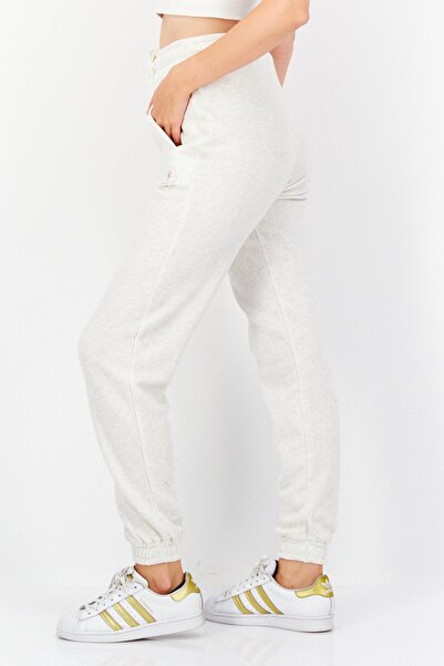 O'Neill Women Regular Fit Drawstring Brand Logo Jogger Pant, Heather White